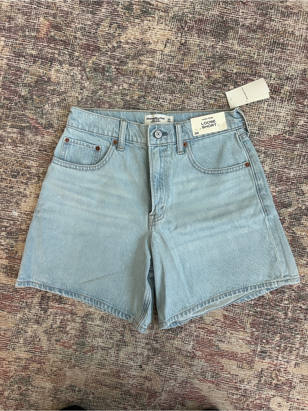 Abercrombie & Fitch Light Blue Loose Fit Denim Shorts